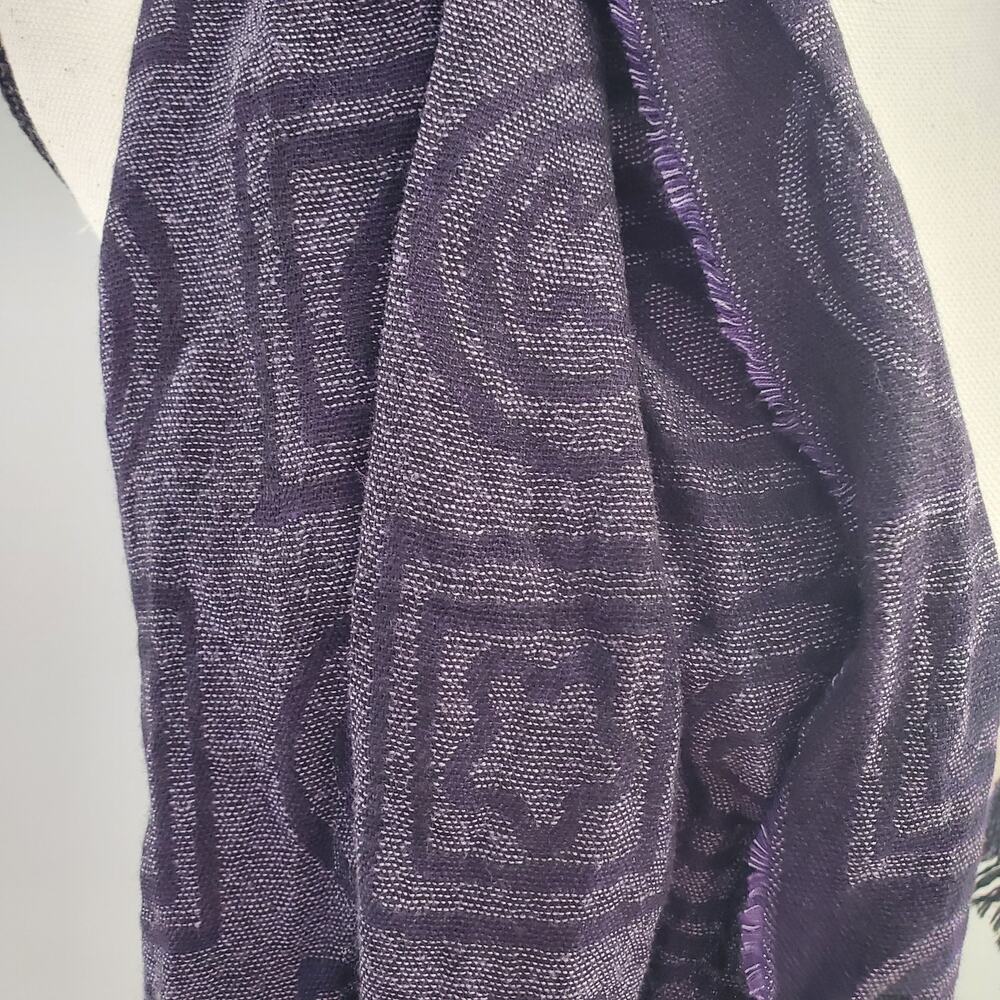 TOUS Black & Purple Wool Blend Graphic Scarf - Picture 4 of 11